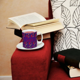 Paars patroon wildbloemen rode papaverkoffie-mok koffiemok