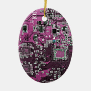 Paars PCB-printplaatontwerp voor IT-professionals Keramisch Ornament