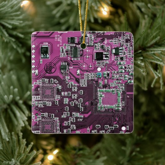 Paars PCB-printplaatontwerp voor IT-professionals Keramisch Ornament (Boom)