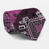 Paars PCB-printplaatontwerp voor IT-professionals Stropdas (Opgerold)