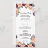 Paars Peach Floral Fall Wedding Programme Kaart (Achterkant)