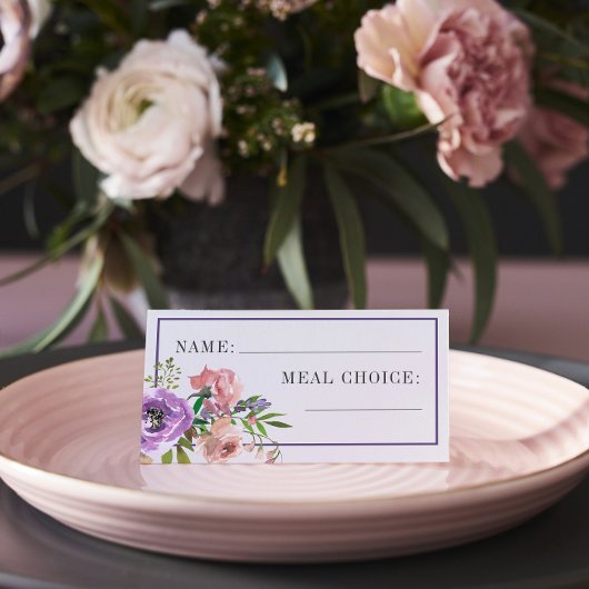 Paars Peach Wedding Meal Choice Spring Plaatskaartje
