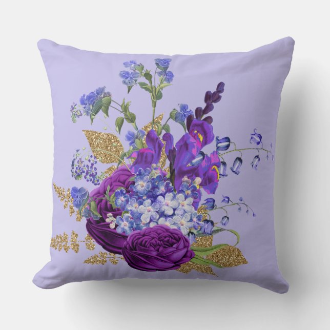 Paars Peacock Afbeelding Glitter Reversible Pillow Kussen (Voorkant)