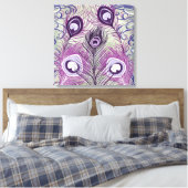  Paars Peacock Feathers elegant design Canvas Afdruk (Insitu (Slaapkamer))