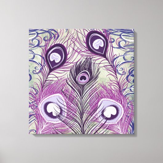  Paars Peacock Feathers elegant design Canvas Afdruk (Voorkant)