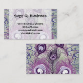  Paars Peacock Feathers elegant design Visitekaartje (Voorkant / Achterkant)
