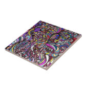 Paars Peacock Multicolor Funky Paisley Groovy Tegeltje (Zijkant)