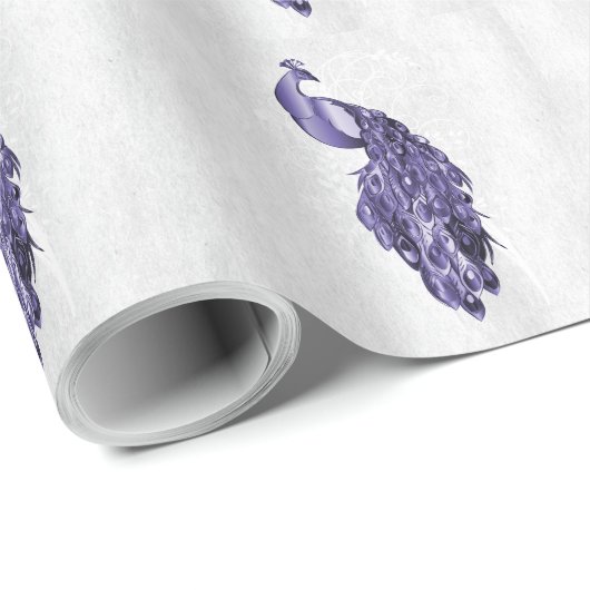 Paars Peacock Weddenschap Wrapping Paper Cadeaupapier (Rol Hoek)