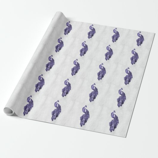 Paars Peacock Weddenschap Wrapping Paper Cadeaupapier (Uitgerold)