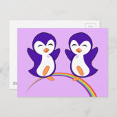  Paars Penguin Briefkaart (Voorkant / Achterkant)