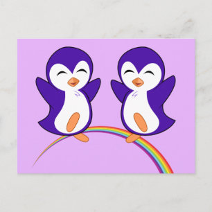 Paars Penguin Briefkaart