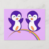  Paars Penguin Briefkaart (Voorkant)