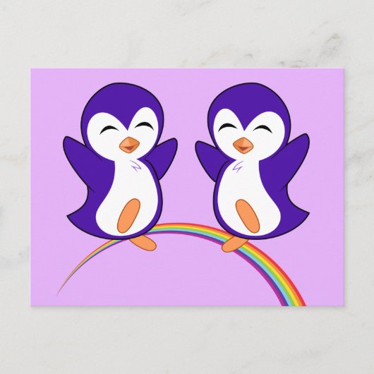  Paars Penguin Briefkaart (Voorkant)