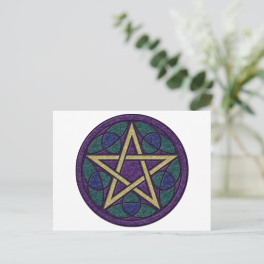 Paars Pentacle Triquetra Briefkaart (Staand voorkant)