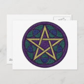 Paars Pentacle Triquetra Briefkaart (Voorkant / Achterkant)