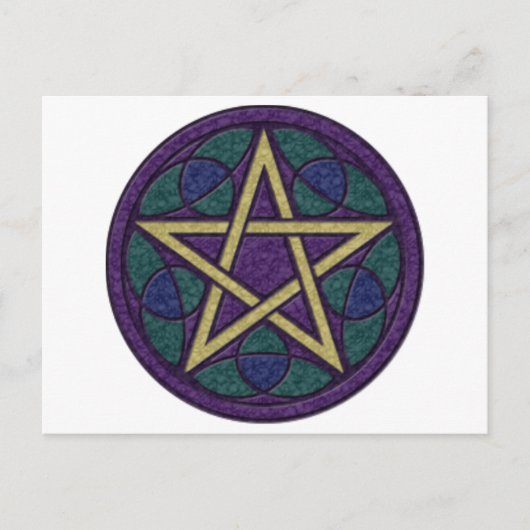 Paars Pentacle Triquetra Briefkaart (Voorkant)