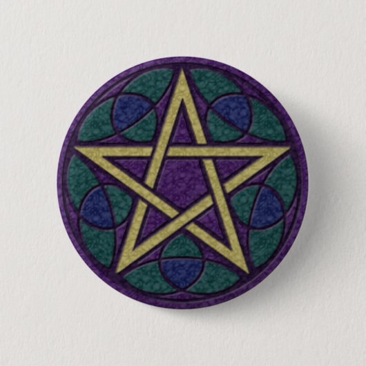 Paars Pentacle Triquetra Ronde Button 5,7 Cm (Voorkant)