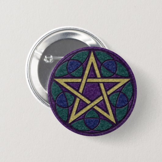 Paars Pentacle Triquetra Ronde Button 5,7 Cm (Voorkant /achterkant)