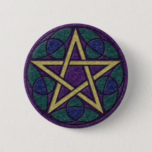 Paars Pentacle Triquetra Ronde Button 5,7 Cm