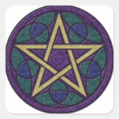 Paars Pentacle Triquetra Vierkante Sticker (Voorkant)