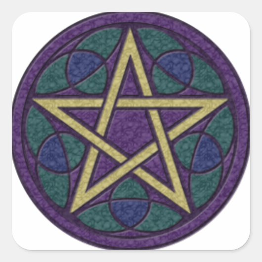 Paars Pentacle Triquetra Vierkante Sticker (Voorkant)