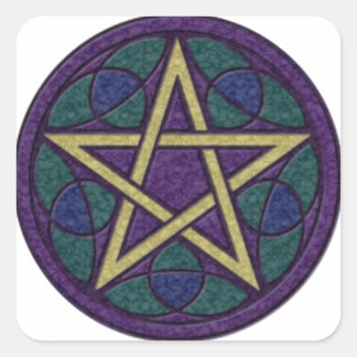 Paars Pentacle Triquetra Vierkante Sticker