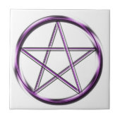 Paars Pentagram op wit Tegeltje (Voorkant)
