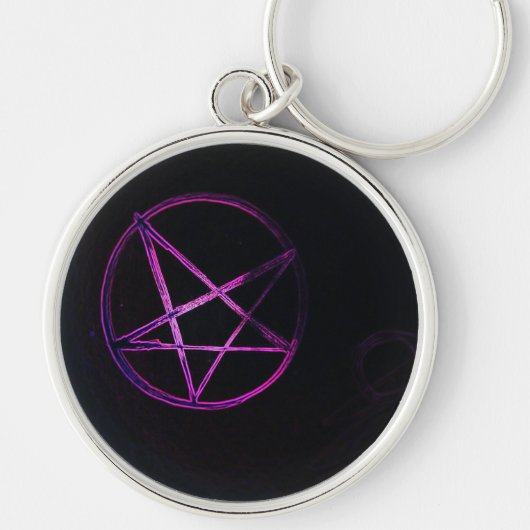 paars pentagram T-Shirt Sleutelhanger (Voorkant)