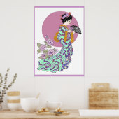 Paars Peony Fan Poster (Keuken)