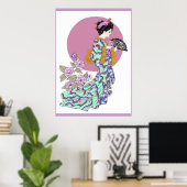 Paars Peony Fan Poster (Thuiskantoor)