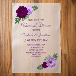 Paars Peony Floral Rehearsal Dinner Vellum Uitnodigingen