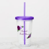 Paars Peony Floral Vrijgezellenfeest Acryl Drinkbeker (Voorkant)
