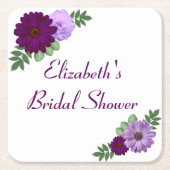 Paars Peony Floral Vrijgezellenfeest Kartonnen Onderzetters (Voorkant)