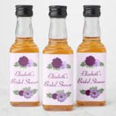 Paars Peony Floral Vrijgezellenfeest Likeurfles Etiket (Flessen)