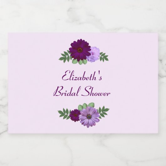 Paars Peony Floral Vrijgezellenfeest Likeurfles Etiket (Enkel label)