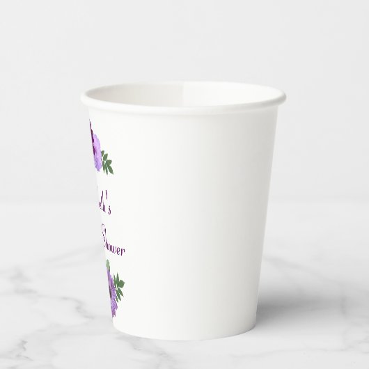 Paars Peony Floral Vrijgezellenfeest Papieren Bekers (Links)