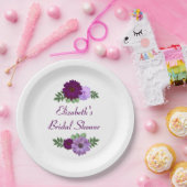 Paars Peony Floral Vrijgezellenfeest Papieren Bordje (Feest)