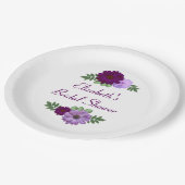 Paars Peony Floral Vrijgezellenfeest Papieren Bordje (Gekanteld)