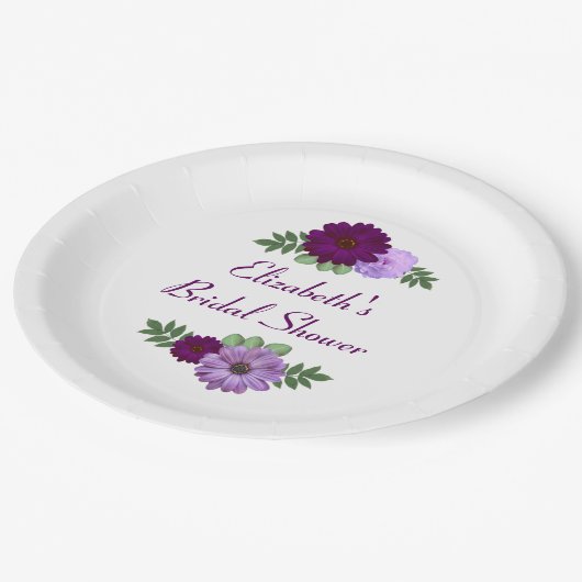 Paars Peony Floral Vrijgezellenfeest Papieren Bordje (Gekanteld)