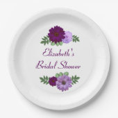 Paars Peony Floral Vrijgezellenfeest Papieren Bordje (Voorkant)