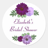 Paars Peony Floral Vrijgezellenfeest Ronde Sticker (Voorkant)