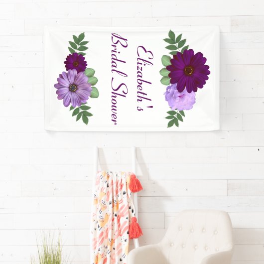 Paars Peony Floral Vrijgezellenfeest Spandoek (Insitu)