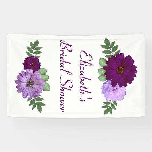 Paars Peony Floral Vrijgezellenfeest Spandoek (Horizontaal)