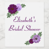 Paars Peony Floral Vrijgezellenfeest Wijn Etiket (Enkel label)