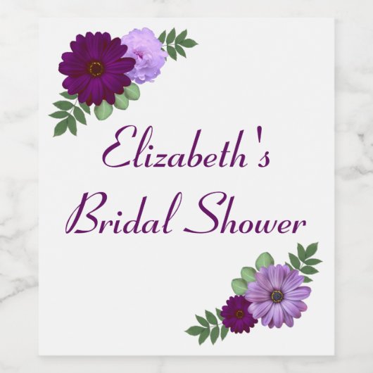 Paars Peony Floral Vrijgezellenfeest Wijn Etiket (Enkel label)