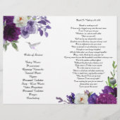 Paars Peony Hummingbird Funeral Programme Flyer (Achterkant)