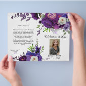 Paars Peony Hummingbird Funeral Programme Flyer (Hand)