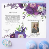 Paars Peony Hummingbird Funeral Programme Flyer (Enkel)