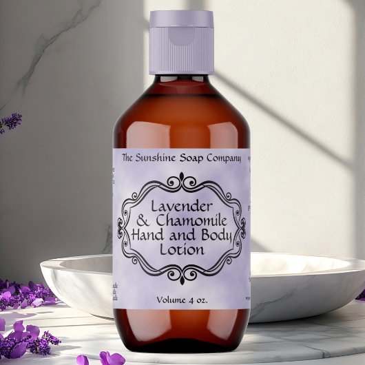 Paars perkament vintage frame cosmetisch label
