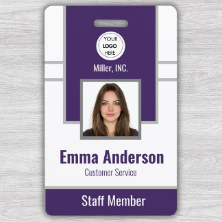 Paars | Personeelsfoto ID Bedrijfsbeveiliging Badge